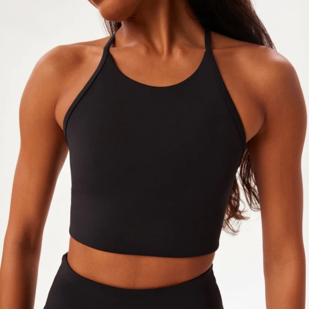 Girlfriend Collective Colette Luxe Halter Bra in Black